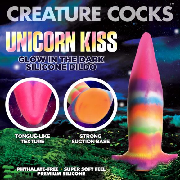 Unicorn Kiss Unicorn Tongue Glow-in-the-Dark Silicone Dildo - Image 2